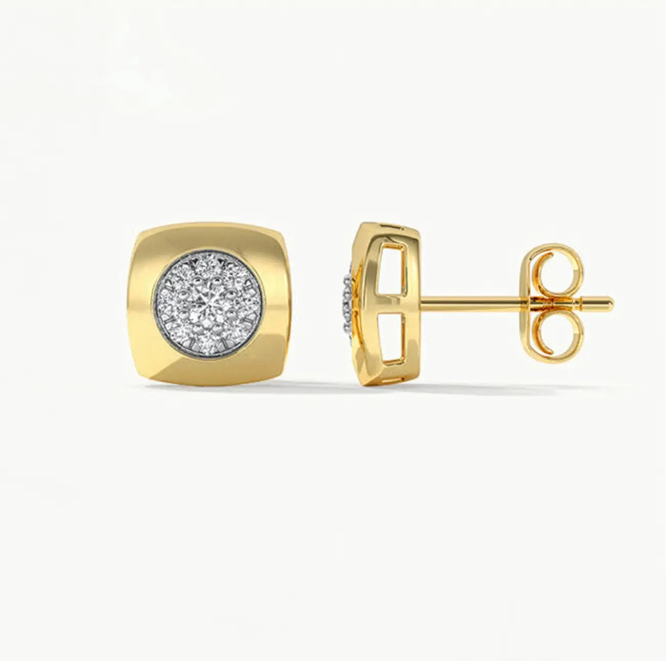 Малки обици с инкрустирани циркони от Сребро 925 с 18К златно покритие