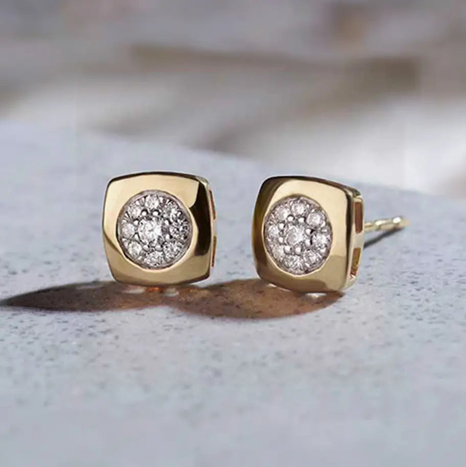 Малки сребърни обици Pavе Zirconia 18К покритие Злато