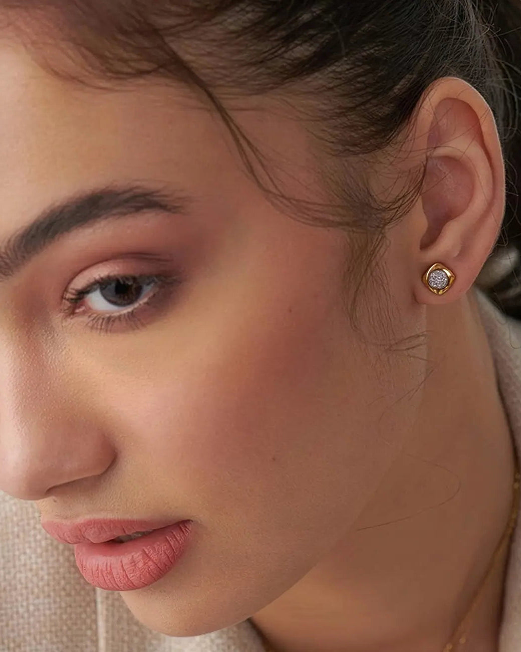 Малки сребърни обици Pavе Zirconia 18К покритие Злато