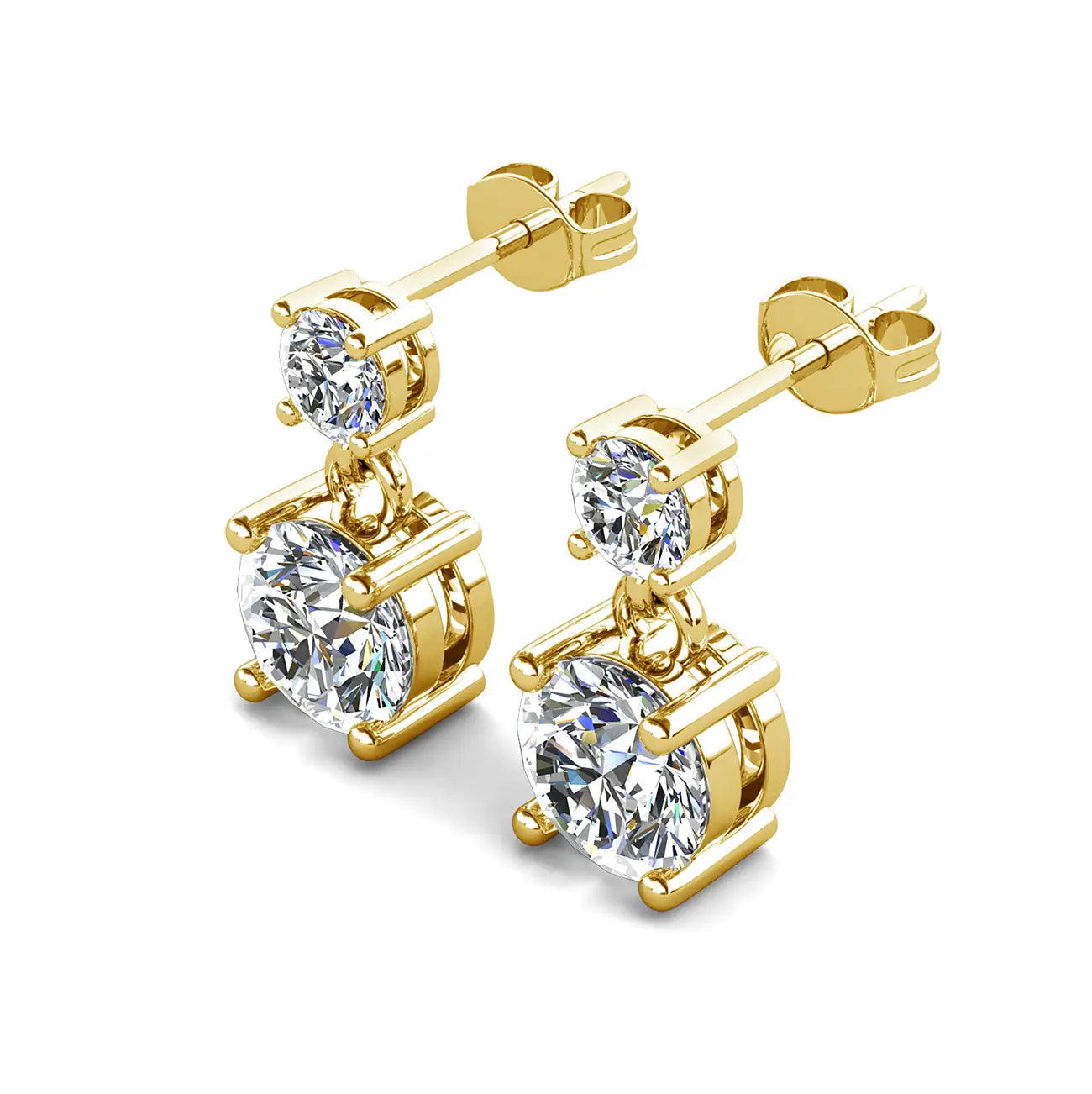 Нежно висящи обици с кристали от сребро със златно покритие