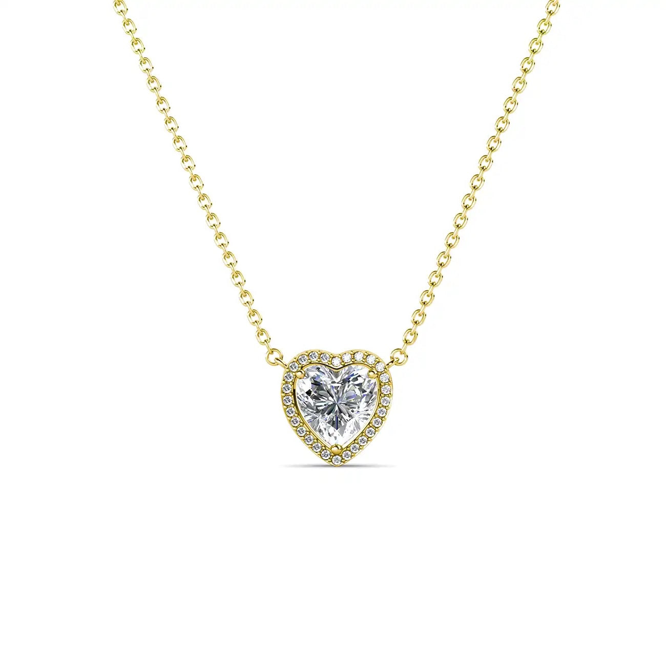 Малко нежно колие сърце с 18К покритие злато и кристали Swarovski