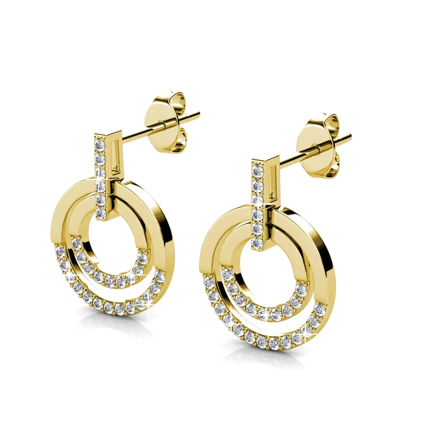 Модерни обици с 18к покритие от бяло злато и кристали – by Crystal Pro Jewellery