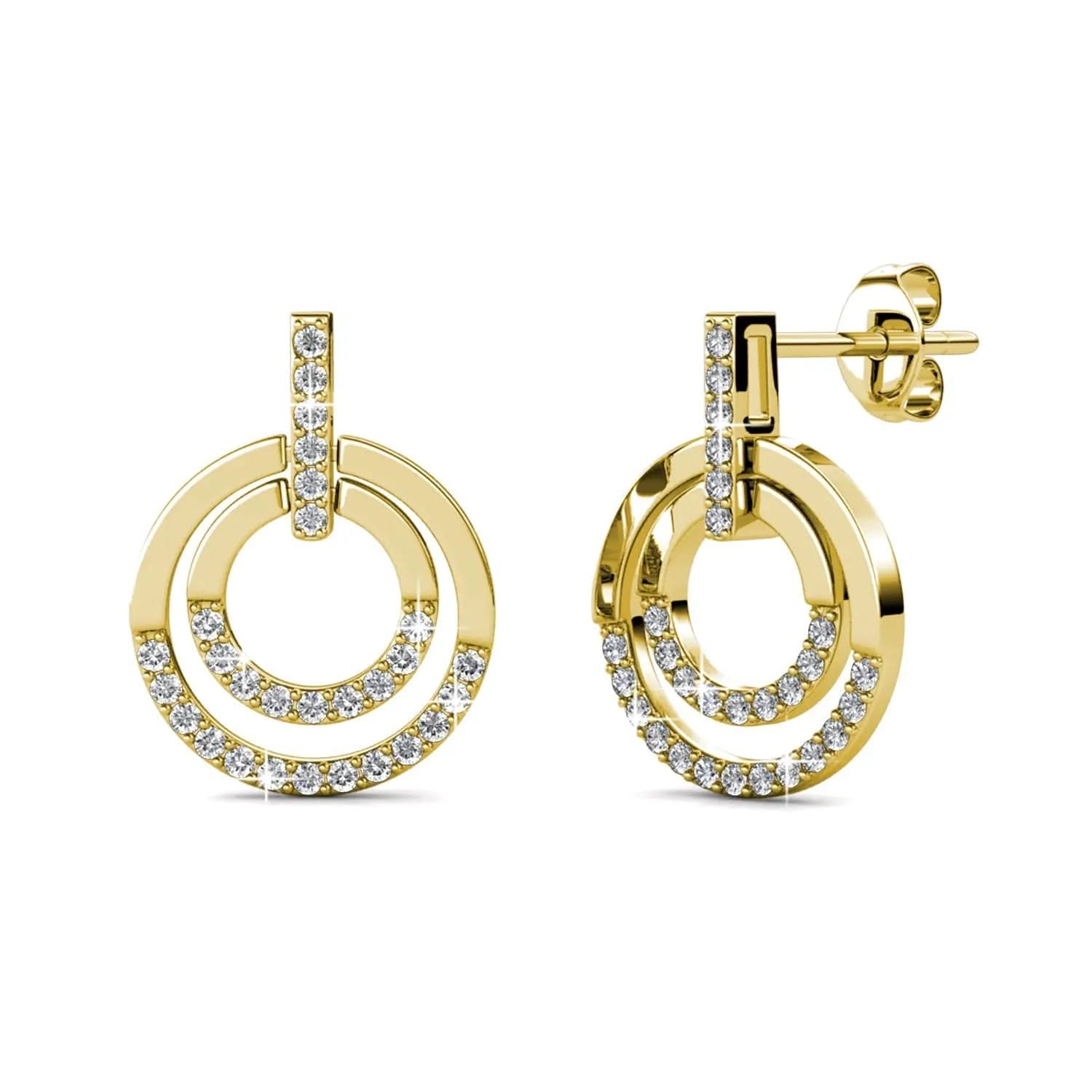 Модерни обици с 18К златно покритие и кристали – by Crystal Pro Jewellery