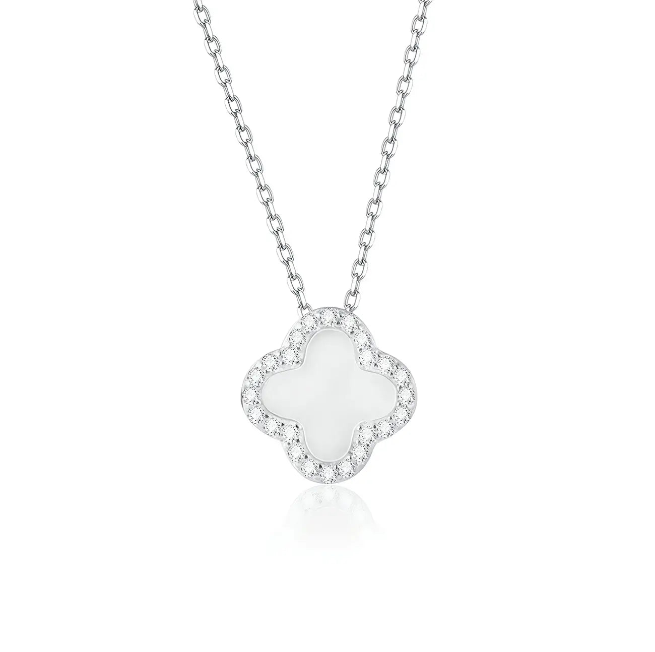 Модерно позлатено колие Детелина с цирконии Сребро 925 – by Crystal Pro Jewellery