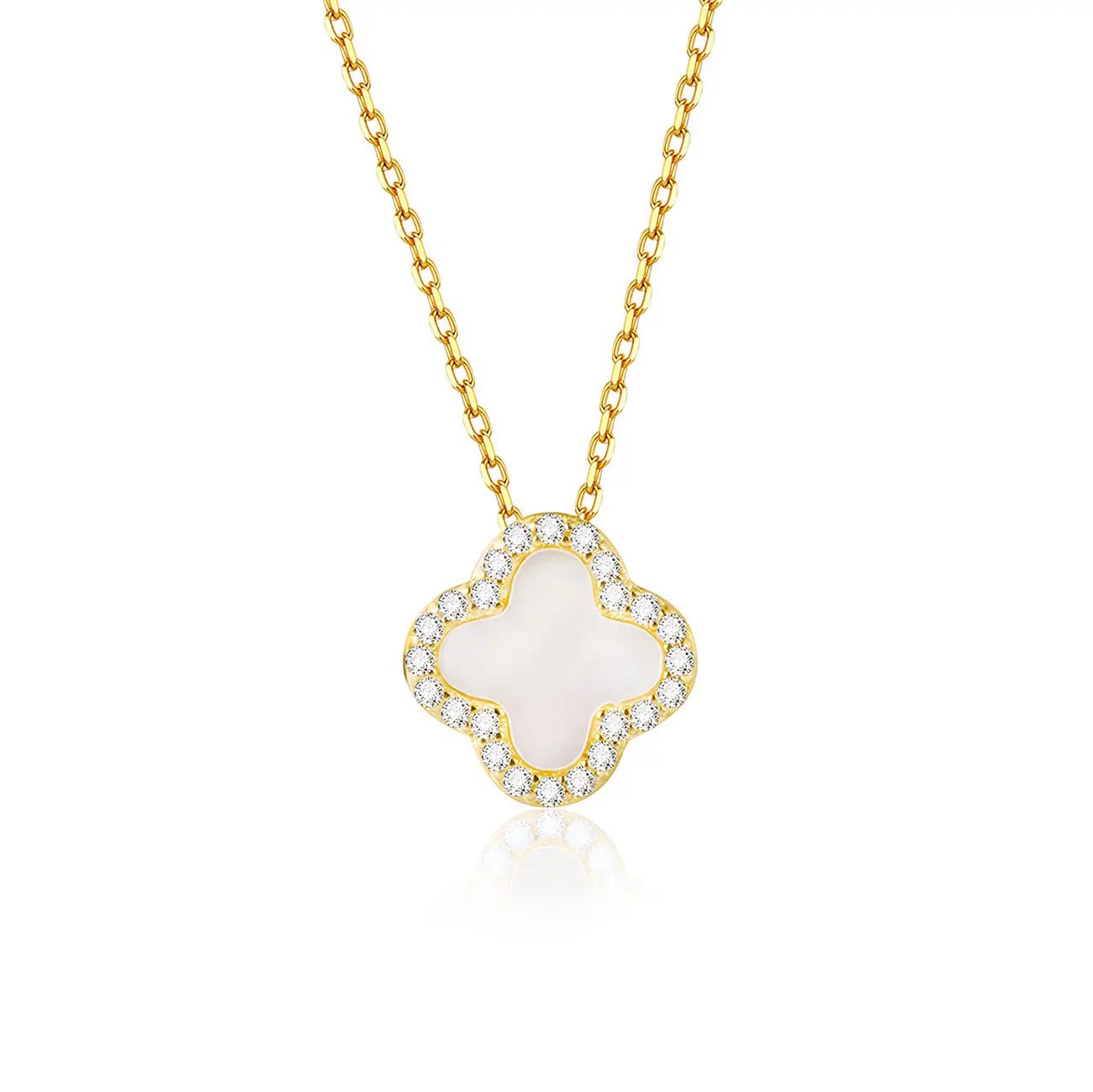 Модерно позлатено колие Детелина с цирконии Сребро 925 – by Crystal Pro Jewellery