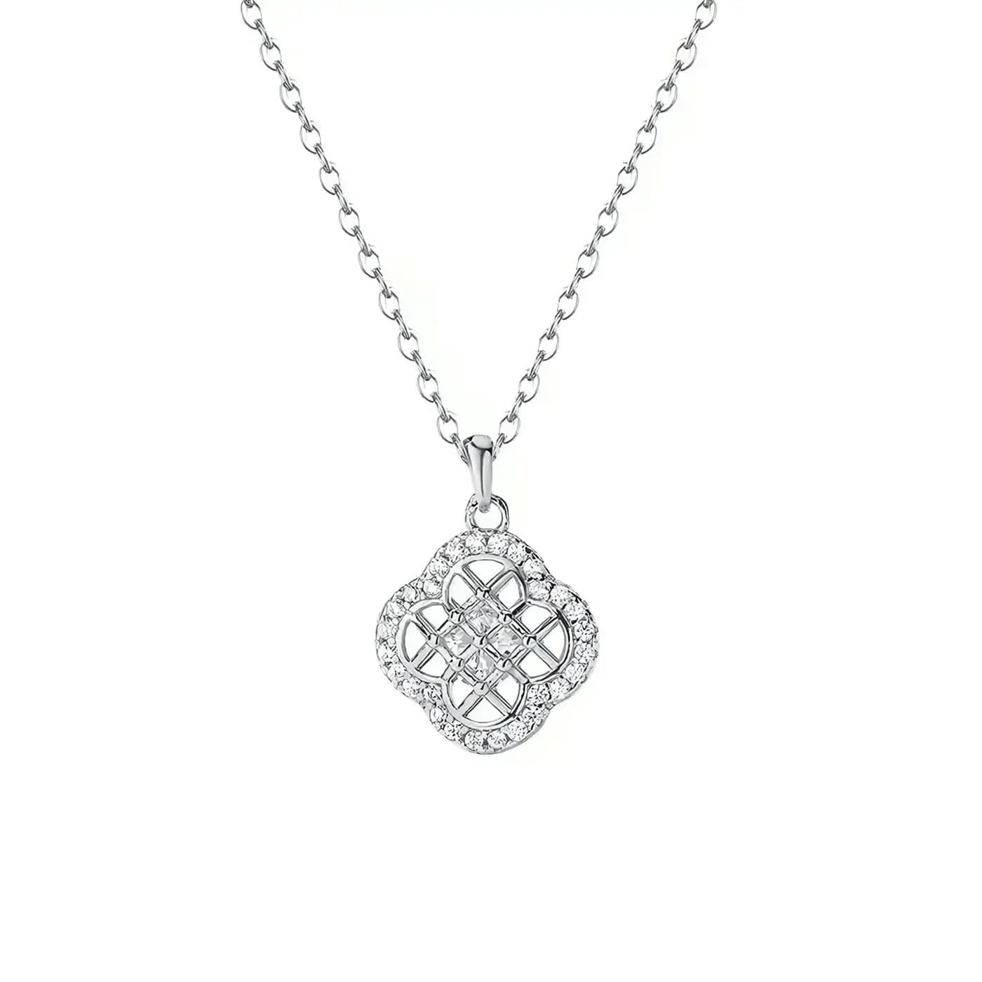 Модерно сребърно колие Четирилистна детелина Фина бижутерия – by Crystal Pro Jewellery
