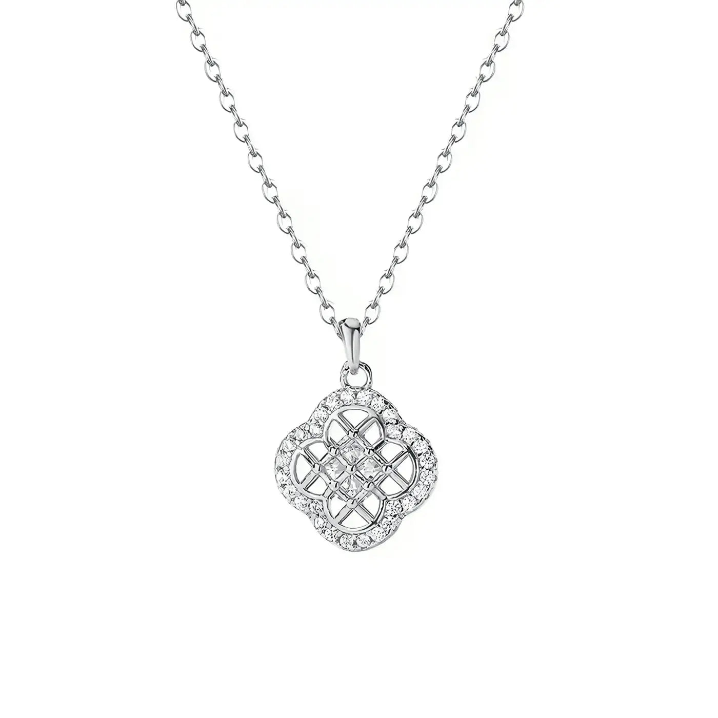 Модерно сребърно колие Четирилистна детелина Фина бижутерия – by Crystal Pro Jewellery