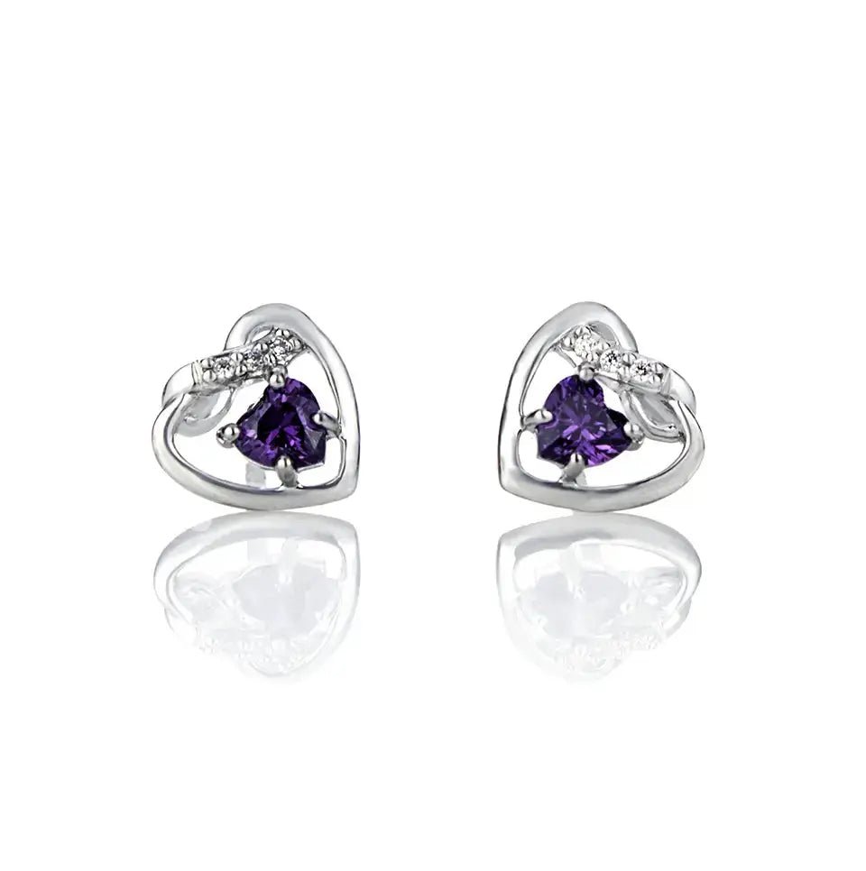 Модни сребърни обици с Нано Александрит Дизайн на сърце – by Crystal Pro Jewellery