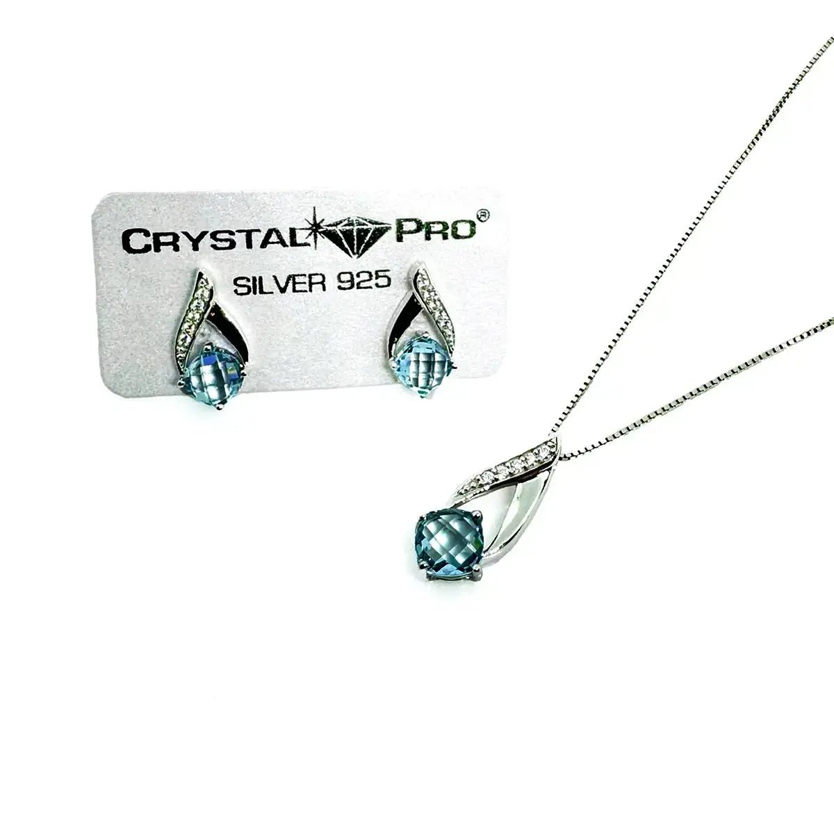 Нежни обици с Аквамарин Нано кристали Сребро 925 – by Crystal Pro Jewellery