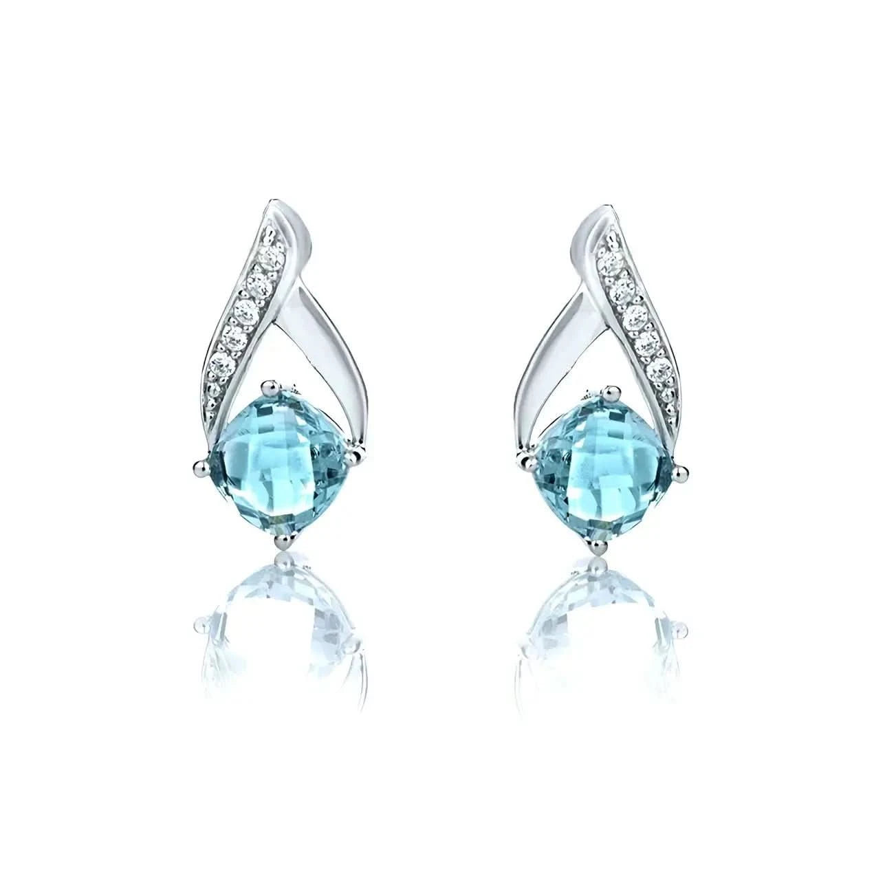 Нежни обици с Аквамарин Нано кристали Сребро 925 – by Crystal Pro Jewellery