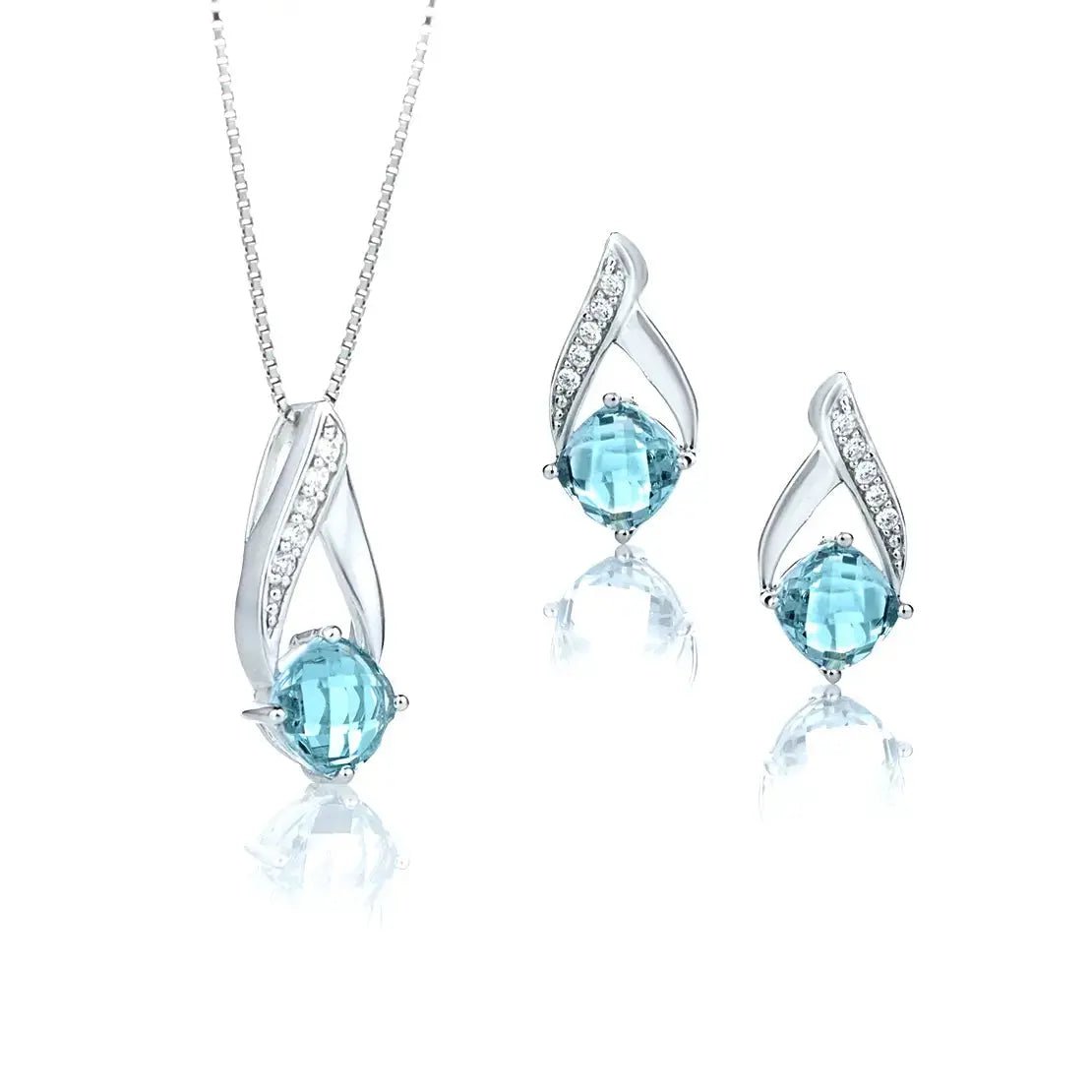 Нежни обици с Аквамарин Нано кристали Сребро 925 – by Crystal Pro Jewellery