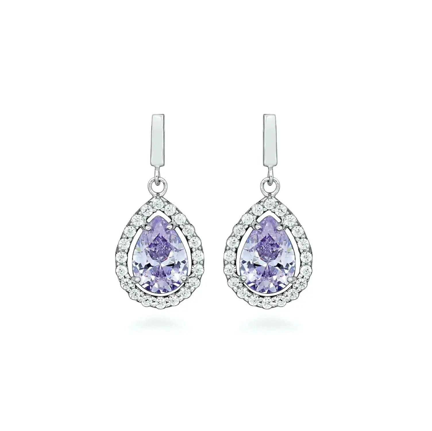 Нежни обици с лавандулов блясък Сребро 925 – by Crystal Pro Jewellery