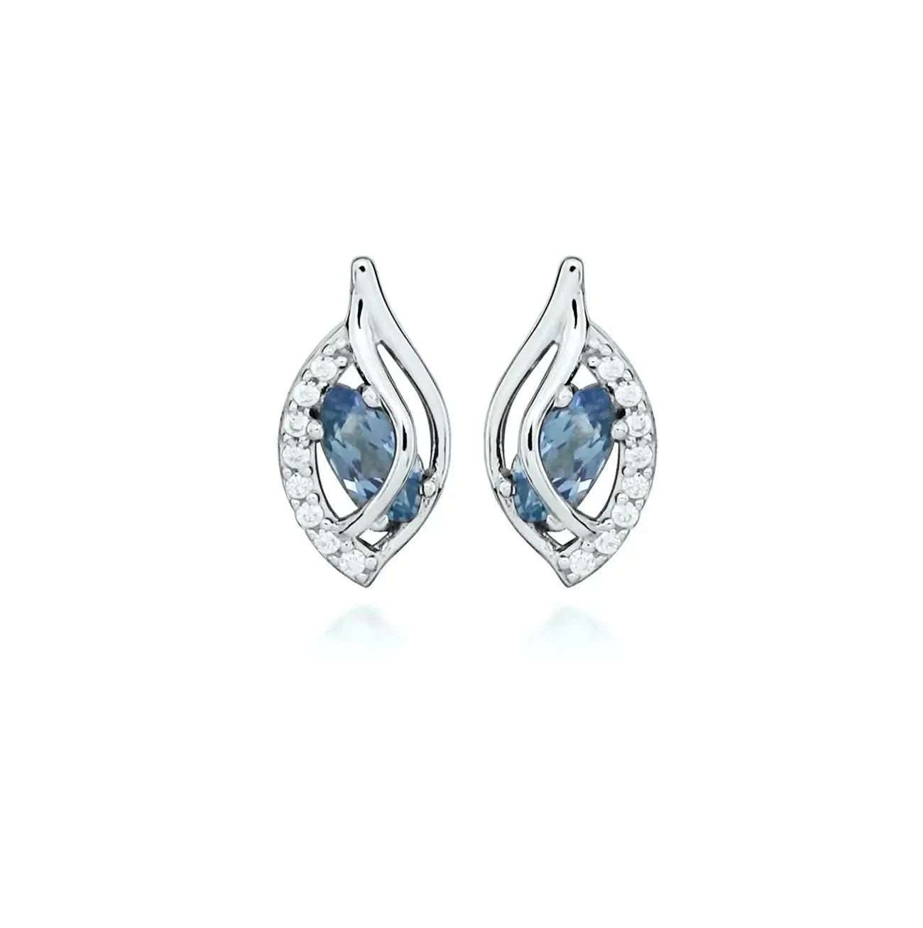 Нежни обици в сиво - сини нюанси Сребро 925 – by Crystal Pro Jewellery