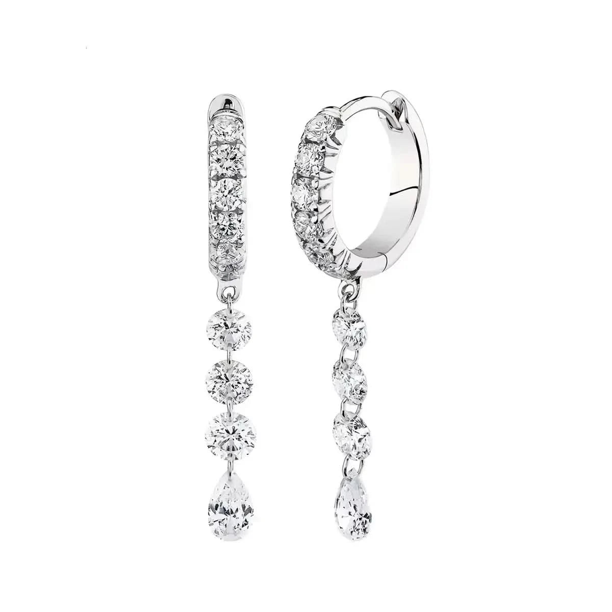 Нежни висящи обици с верижка от циркониеви камъни позлатени – by Crystal Pro Jewellery