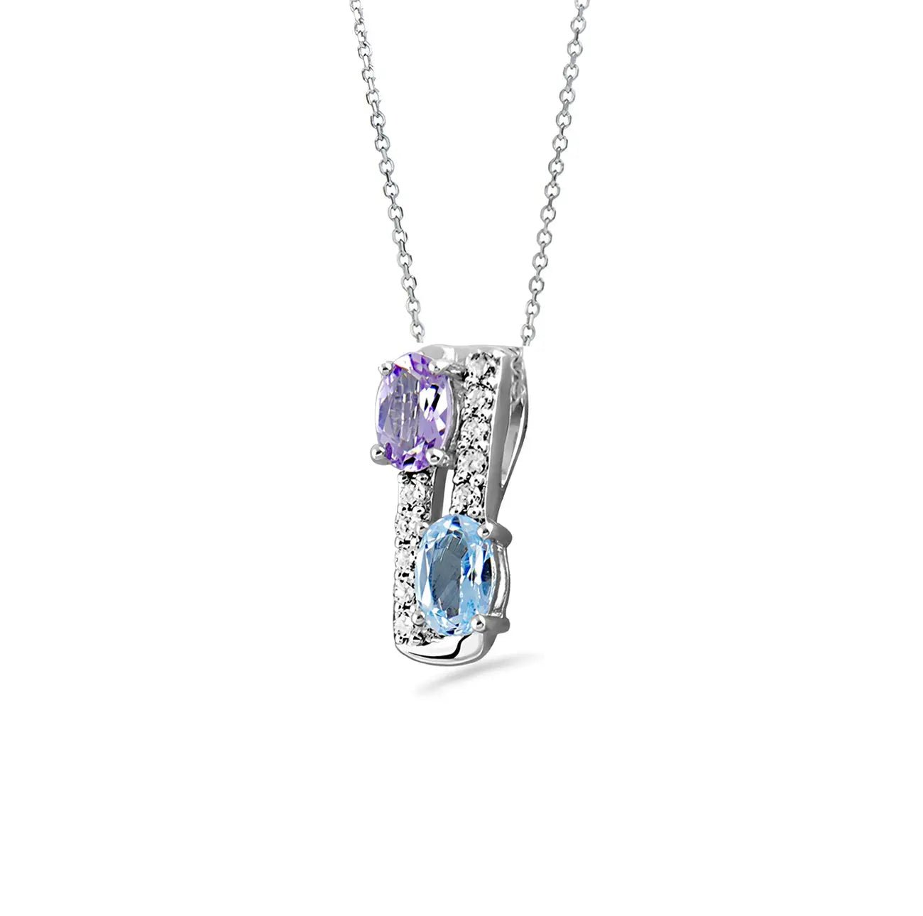 Нежно колие с Нано камъни Аметист и Син Топаз Сребро 925 – by Crystal Pro Jewellery