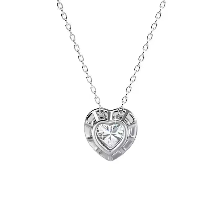 Нежно колие сърце с 18К покритие от бяло злато – by Crystal Pro Jewellery