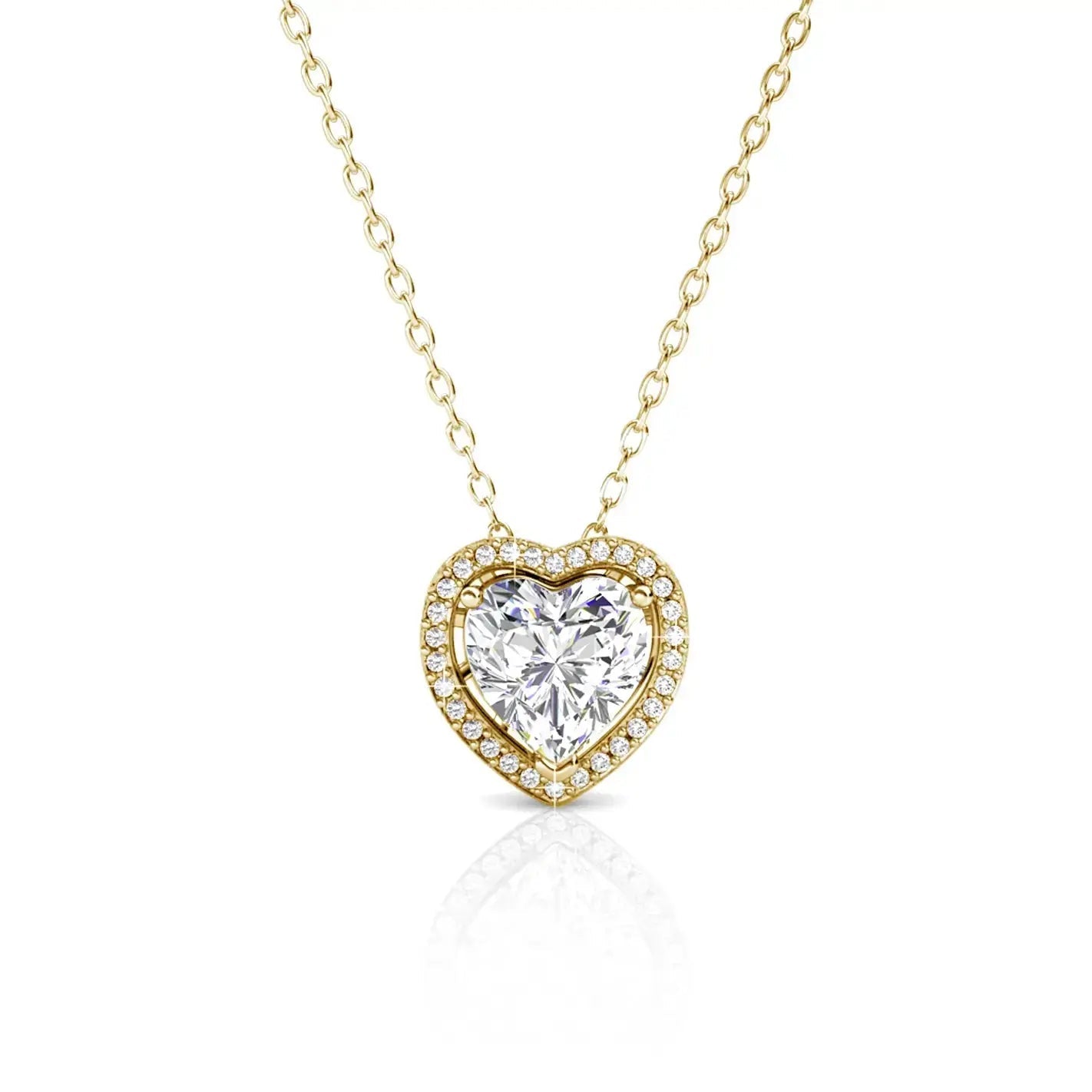 Нежно колие сърце с 18К покритие от бяло злато – by Crystal Pro Jewellery