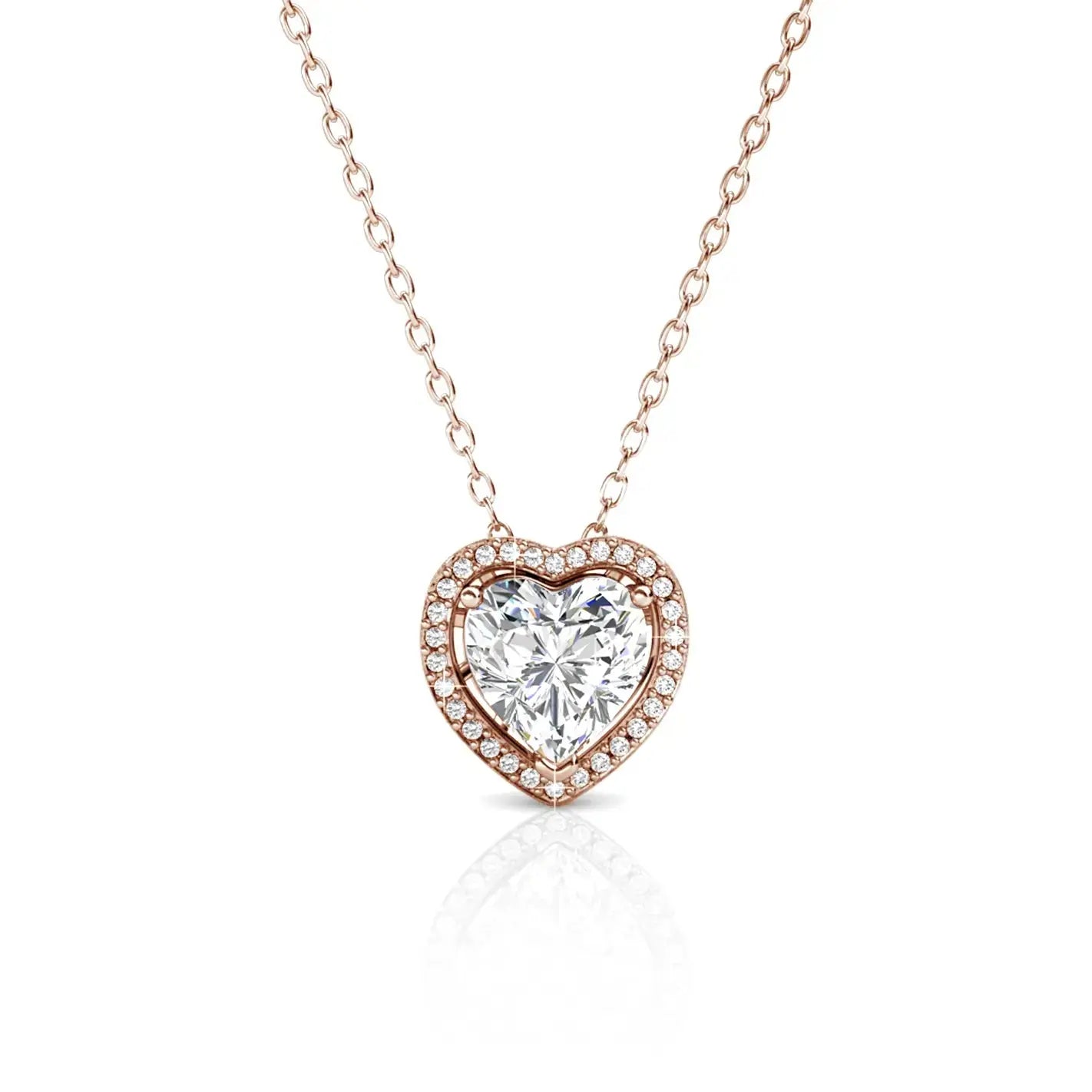 Нежно колие сърце с 18К покритие от бяло злато – by Crystal Pro Jewellery