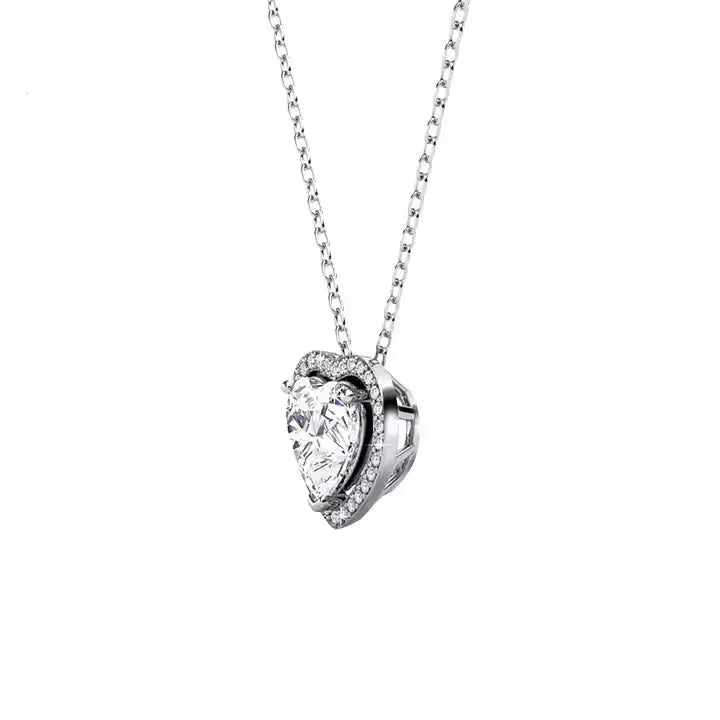 Нежно колие сърце с 18К покритие от бяло злато – by Crystal Pro Jewellery