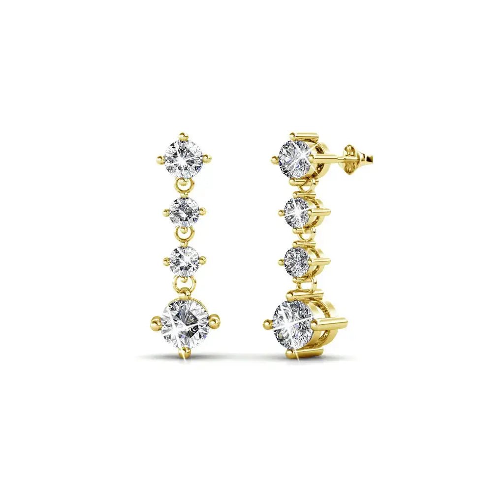 Нежно висящи сребърни обици с кристали 18К златно покритие – by Crystal Pro Jewellery