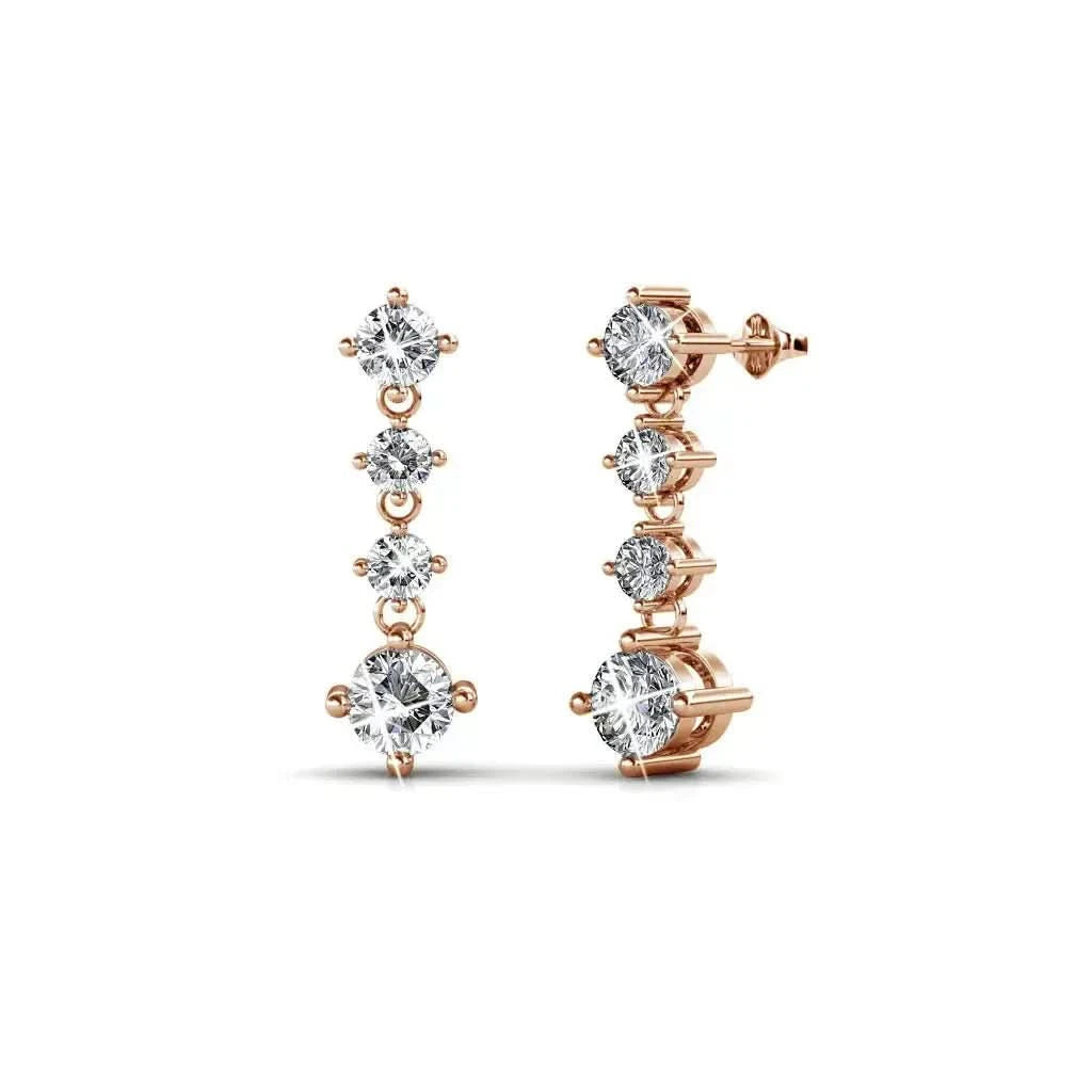 Нежно висящи сребърни обици с кристали 18К златно покритие – by Crystal Pro Jewellery