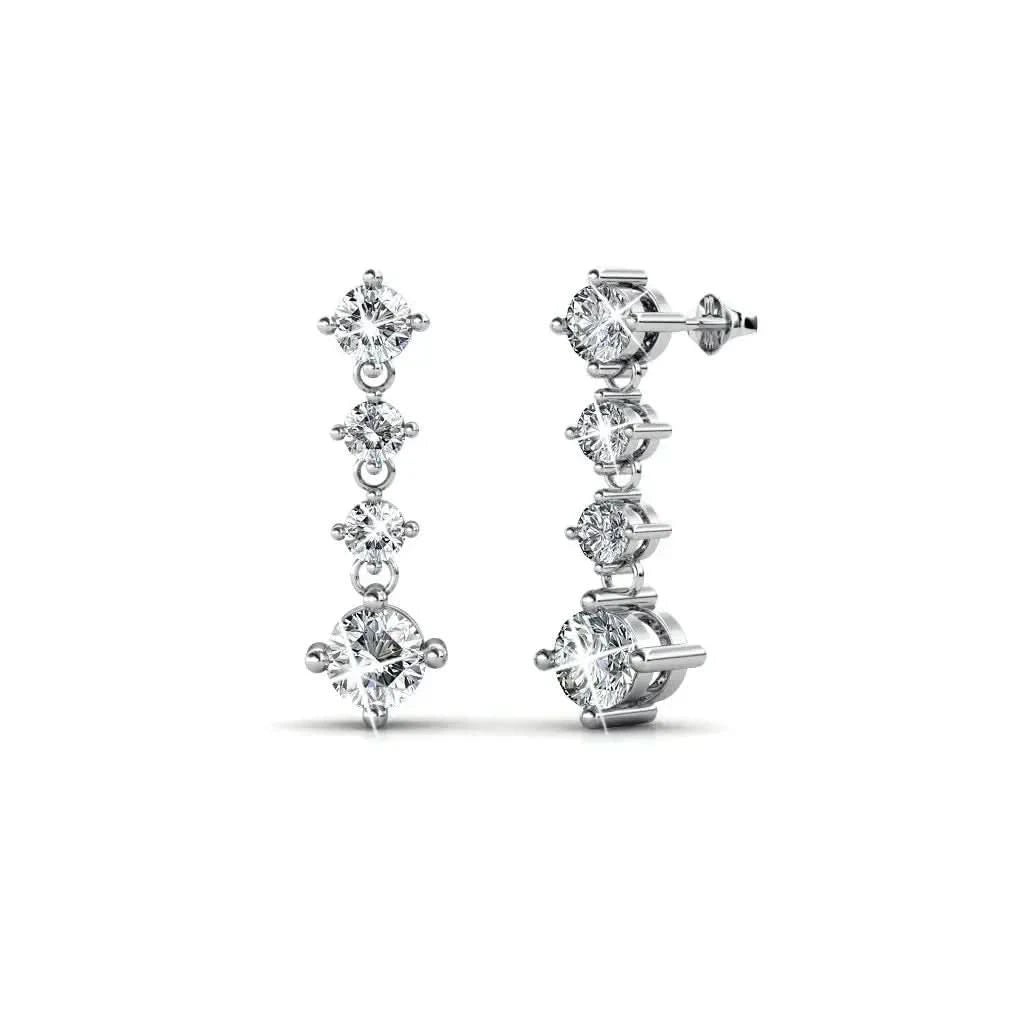 Нежно висящи сребърни обици с кристали 18К златно покритие – by Crystal Pro Jewellery