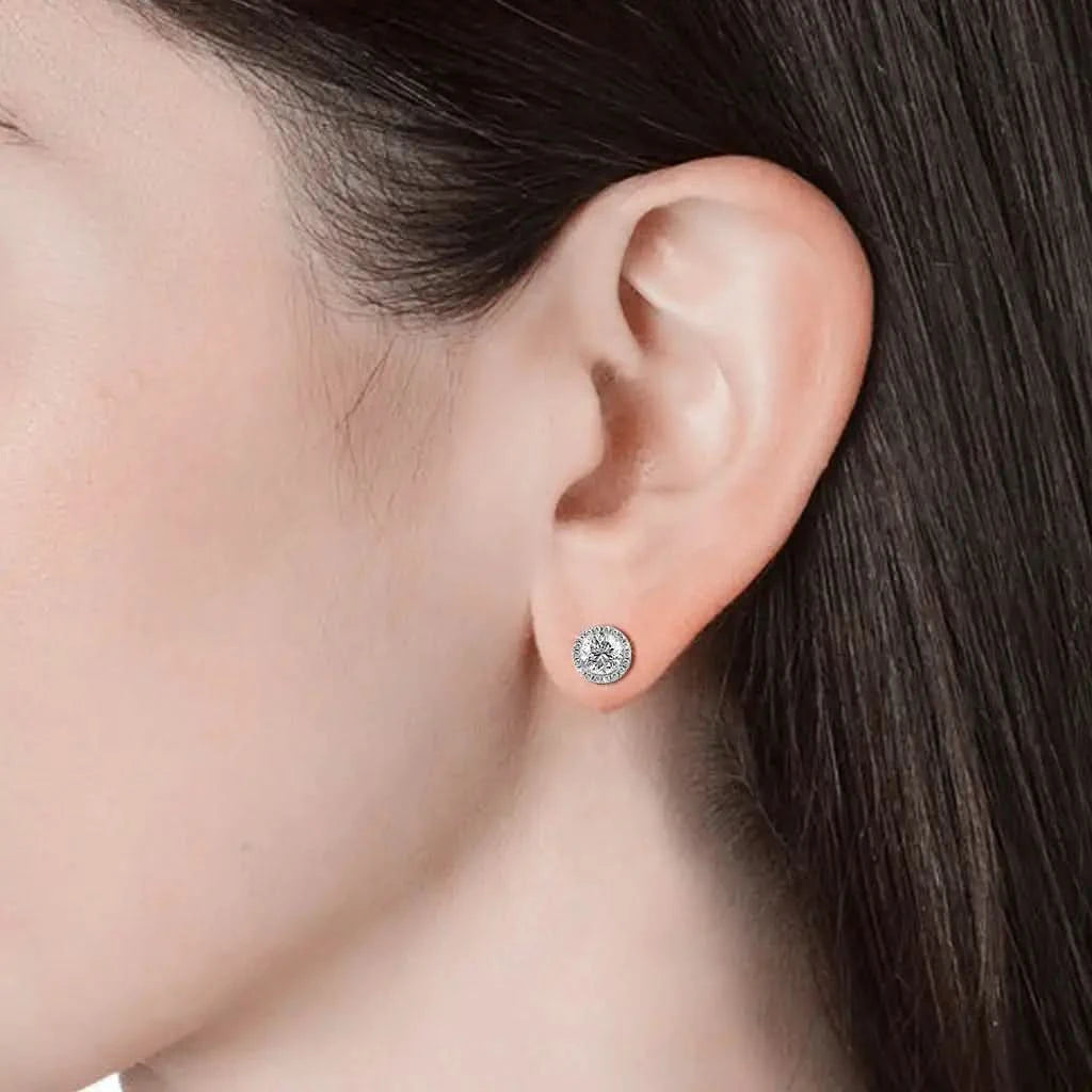 Round screw earrings 18K rose gold plated