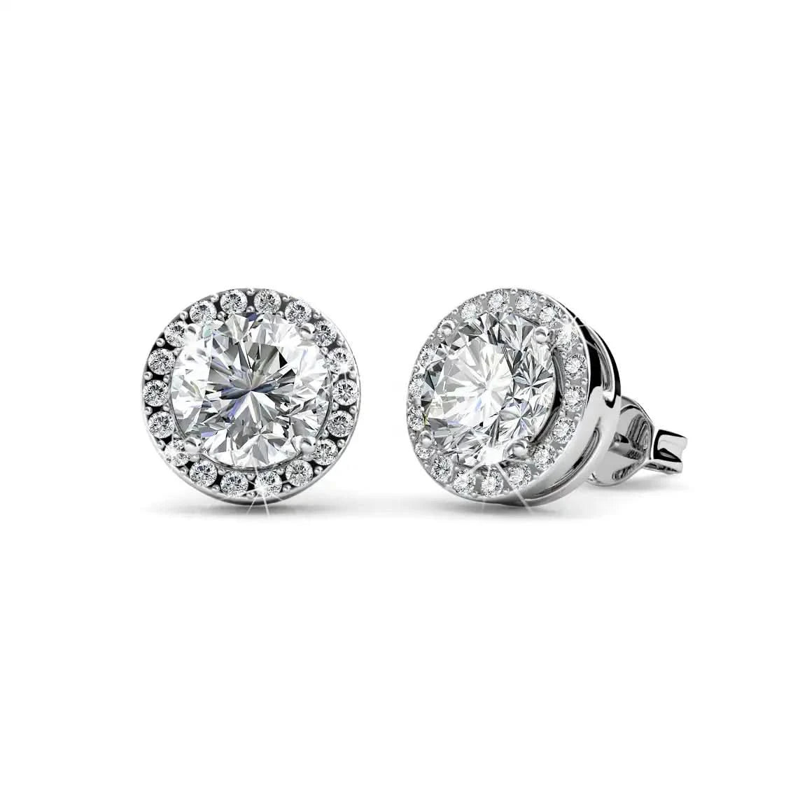 Обици classic sparkle с кристали Сваровски и бяло златно покритие