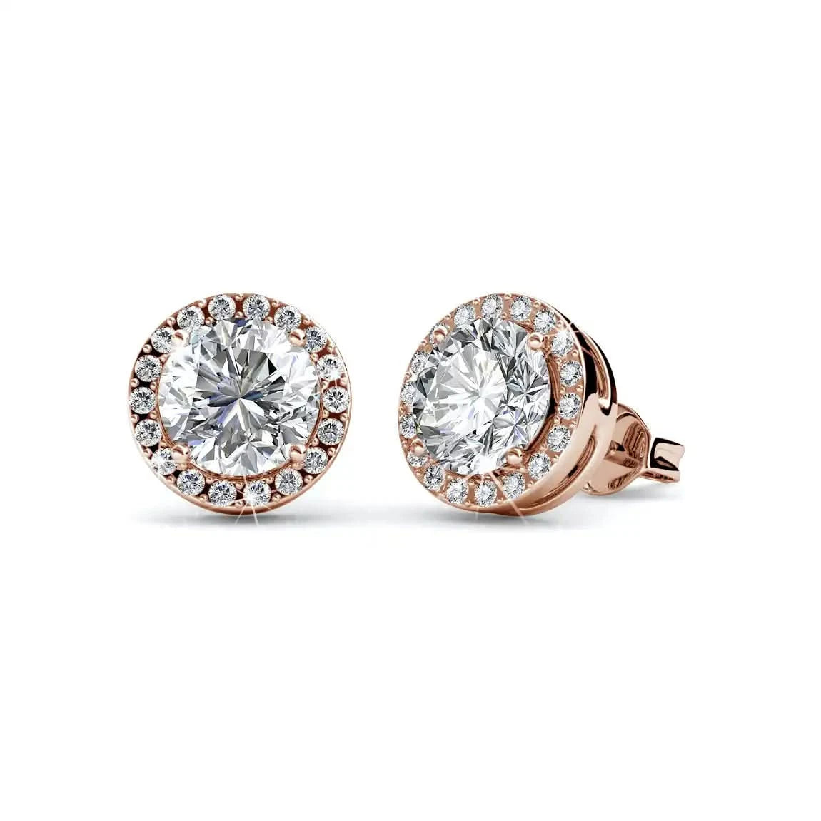 Обици classic sparkle с кристали Сваровски и розово златно покритие
