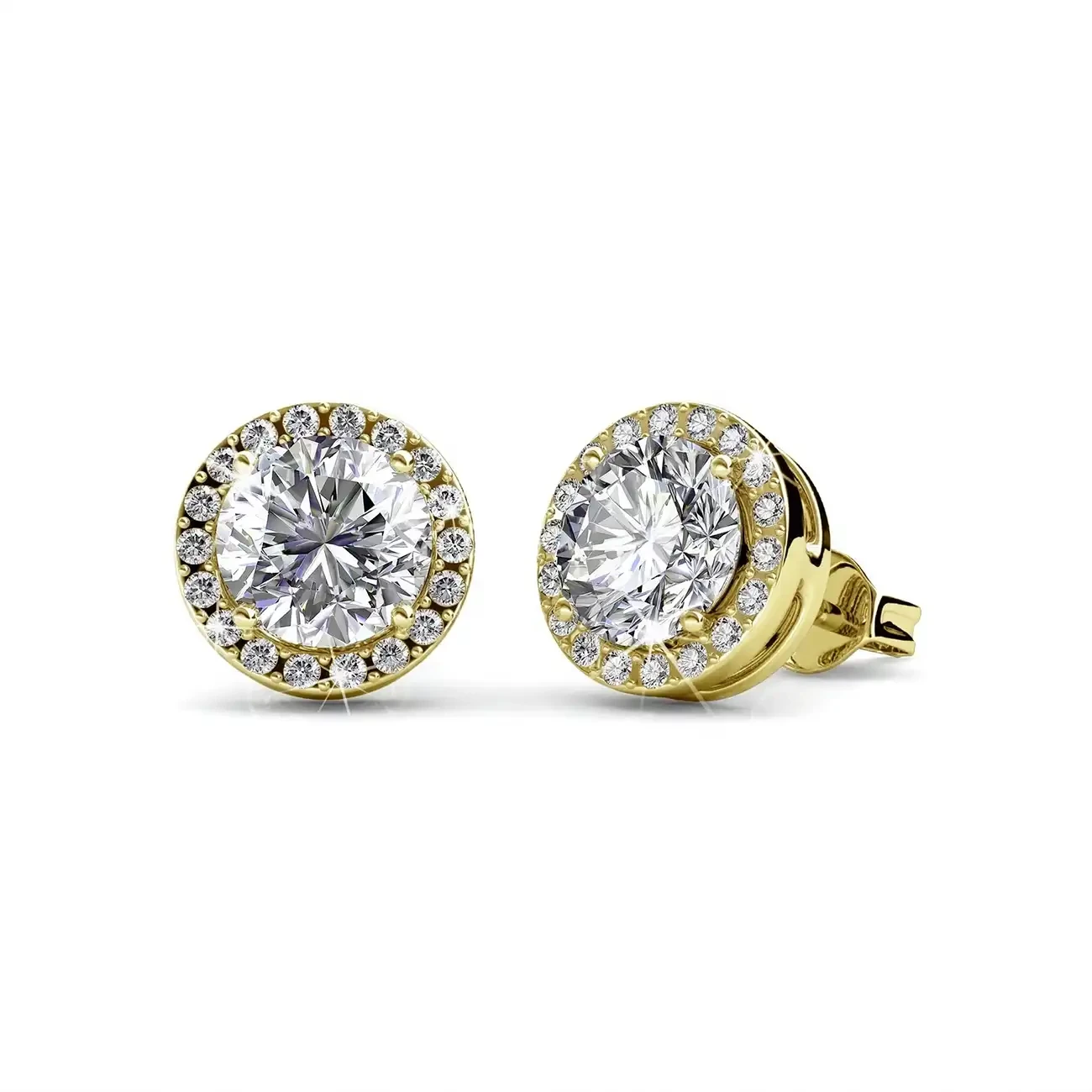 Обици classic sparkle с кристали Сваровски и 18к златно покритие
