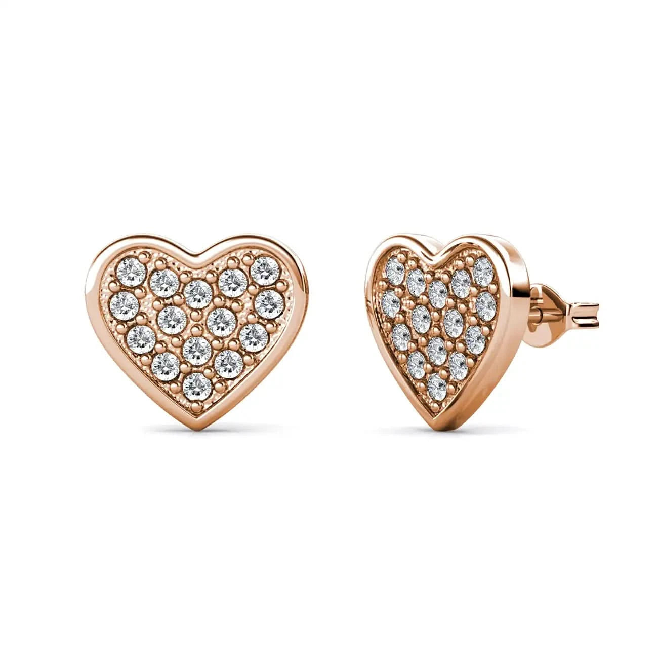 Обици Heart glow с кристали Сваровски и 18К покритие розово злато