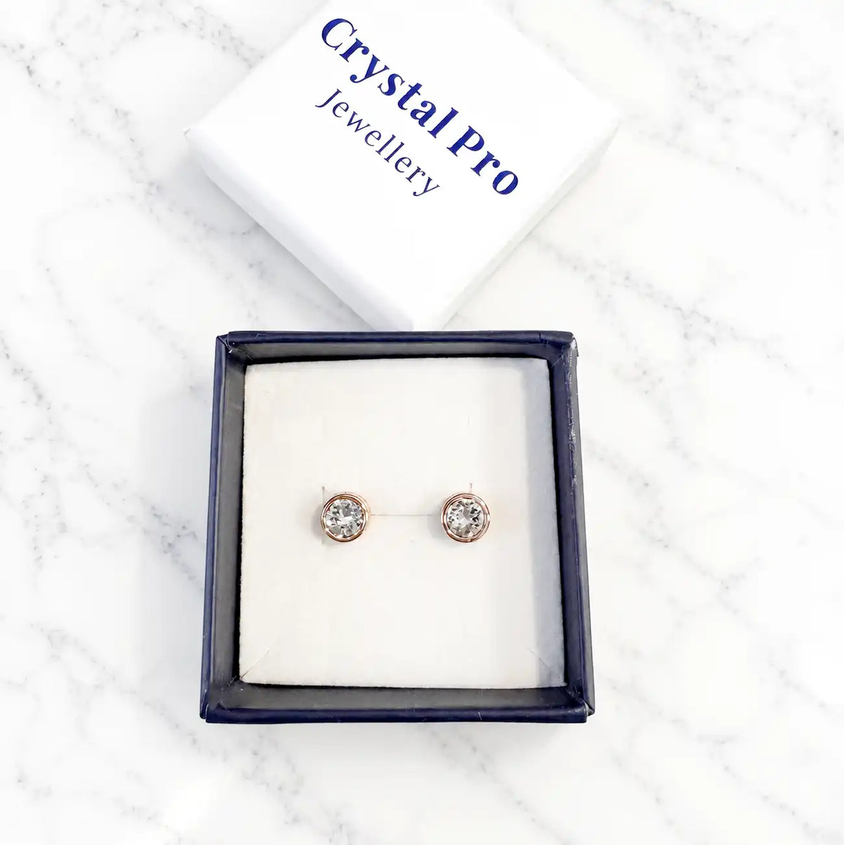 Обици Round Crystal с 18K покритие Розово злато и кристали Swarovski®