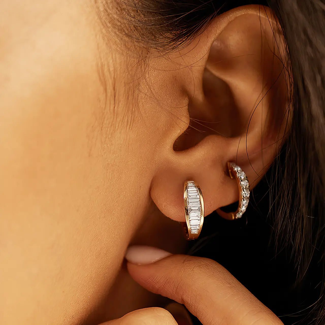 Обици Халки Baguette Сребро 925 с цирконии – by Crystal Pro Jewellery