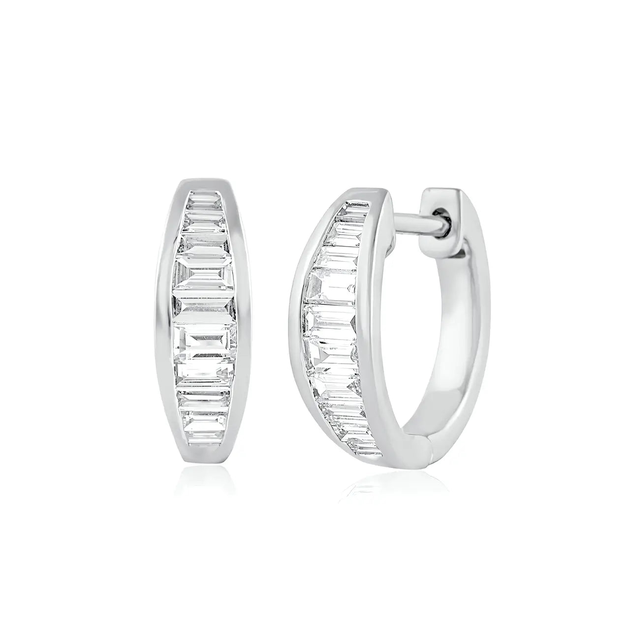 Обици Халки Baguette Сребро 925 с цирконии – by Crystal Pro Jewellery