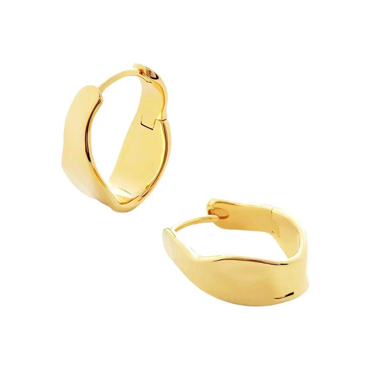 Обици Халки с вълнообразен дизайн позлатени – by Crystal Pro Jewellery