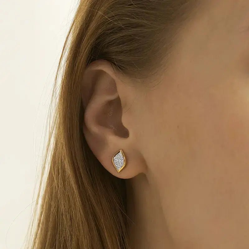 Обици Leaflet от Сребро 925 и цирконии – by Crystal Pro Jewellery