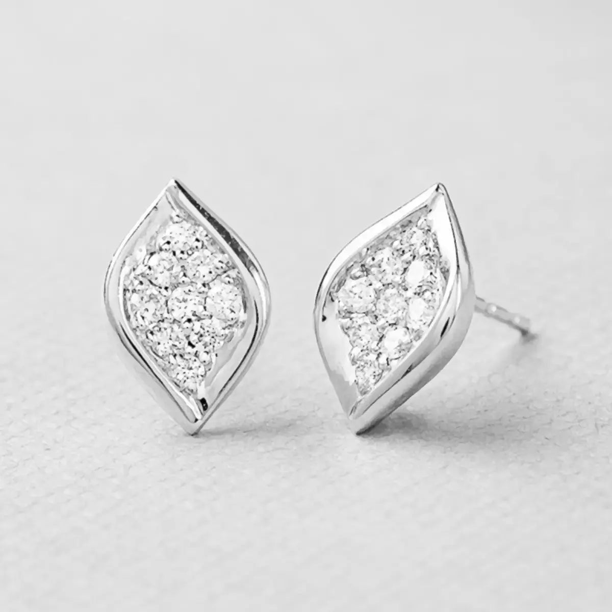 Обици Leaflet от Сребро 925 и цирконии – by Crystal Pro Jewellery