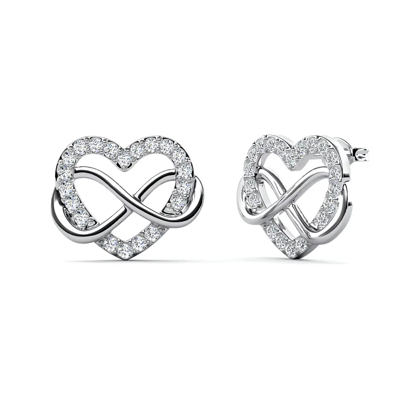 Обици на винт Сърца с австрийски кристали 18К покритие Розово злато – by Crystal Pro Jewellery