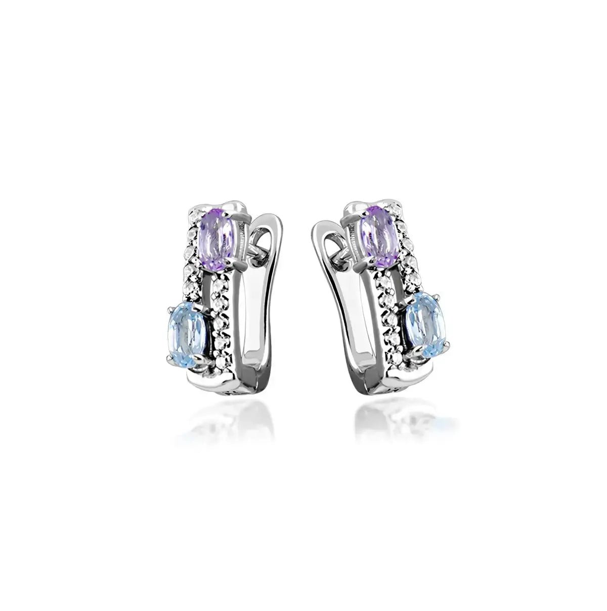 Обици с Нано камъни Аметист и Син Топаз Сребро 925 – by Crystal Pro Jewellery