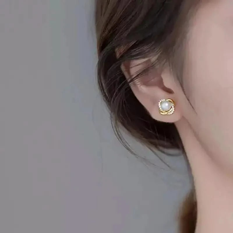 Обици с перли и цирконии Сребро 925 с 18К златно покритие – by Crystal Pro Jewellery