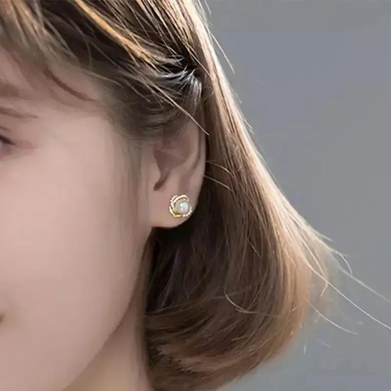 Обици с перли и цирконии Сребро 925 с 18К златно покритие – by Crystal Pro Jewellery