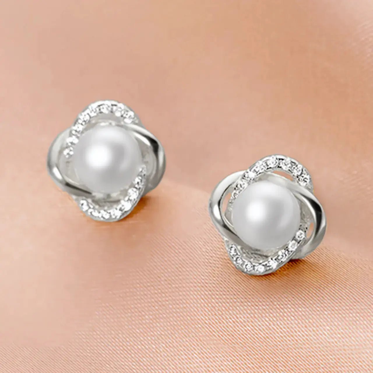 Обици с перли и цирконии Сребро 925 с 18К златно покритие – by Crystal Pro Jewellery