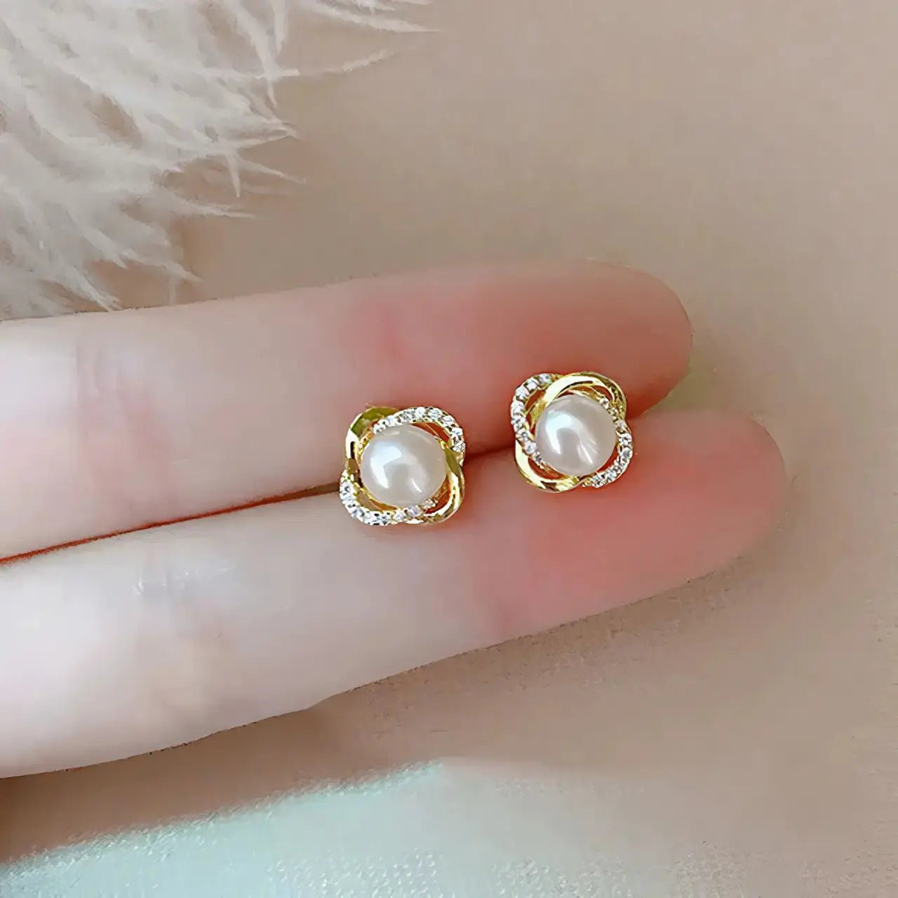 Обици с перли и цирконии Сребро 925 с 18К златно покритие – by Crystal Pro Jewellery