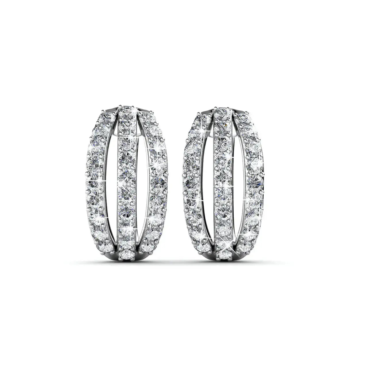 Обици за всеки ден с кристали и 18К покритие бяло злато – by Crystal Pro Jewellery