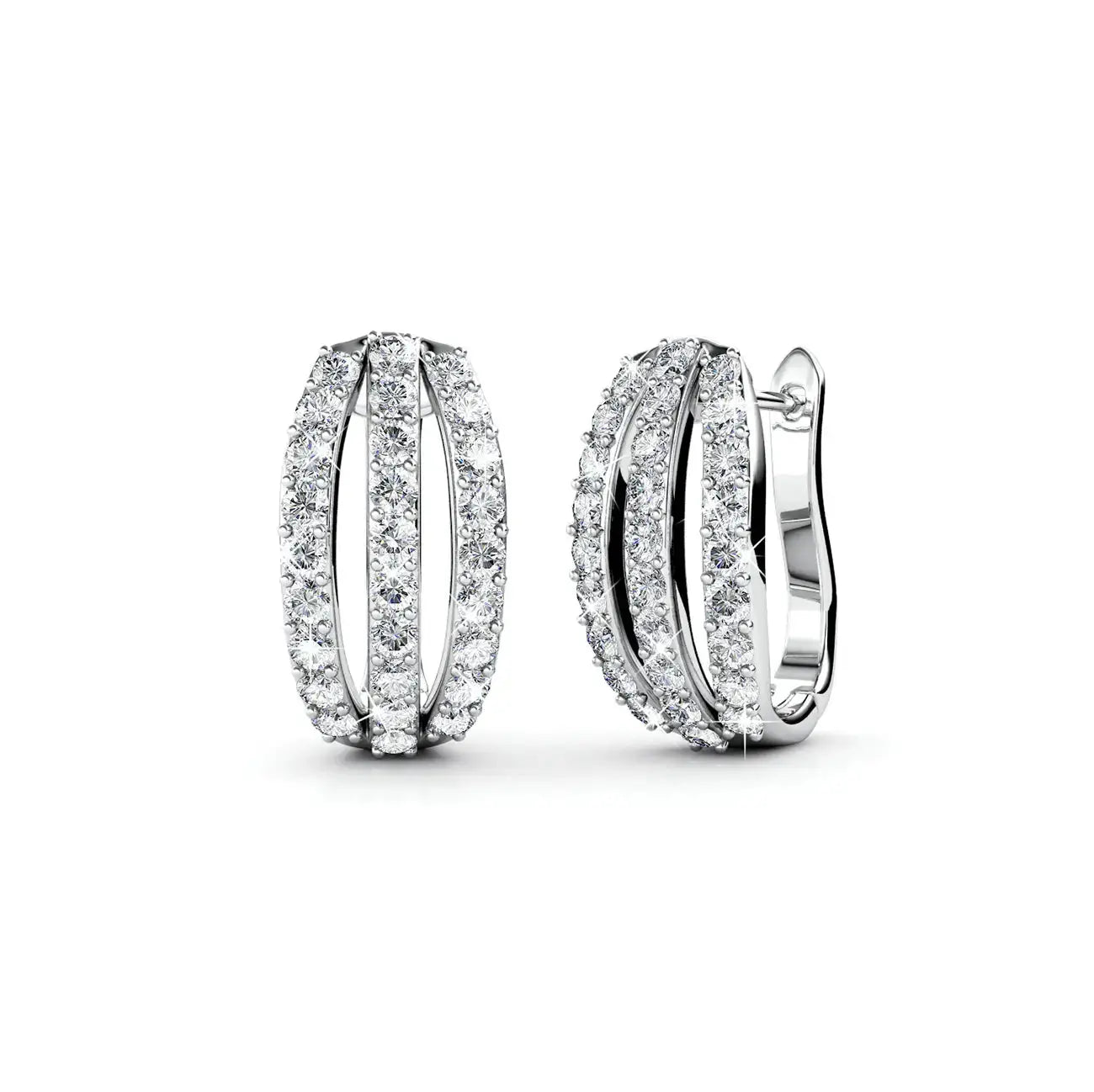 Обици за всеки ден с кристали и 18К покритие бяло злато – by Crystal Pro Jewellery