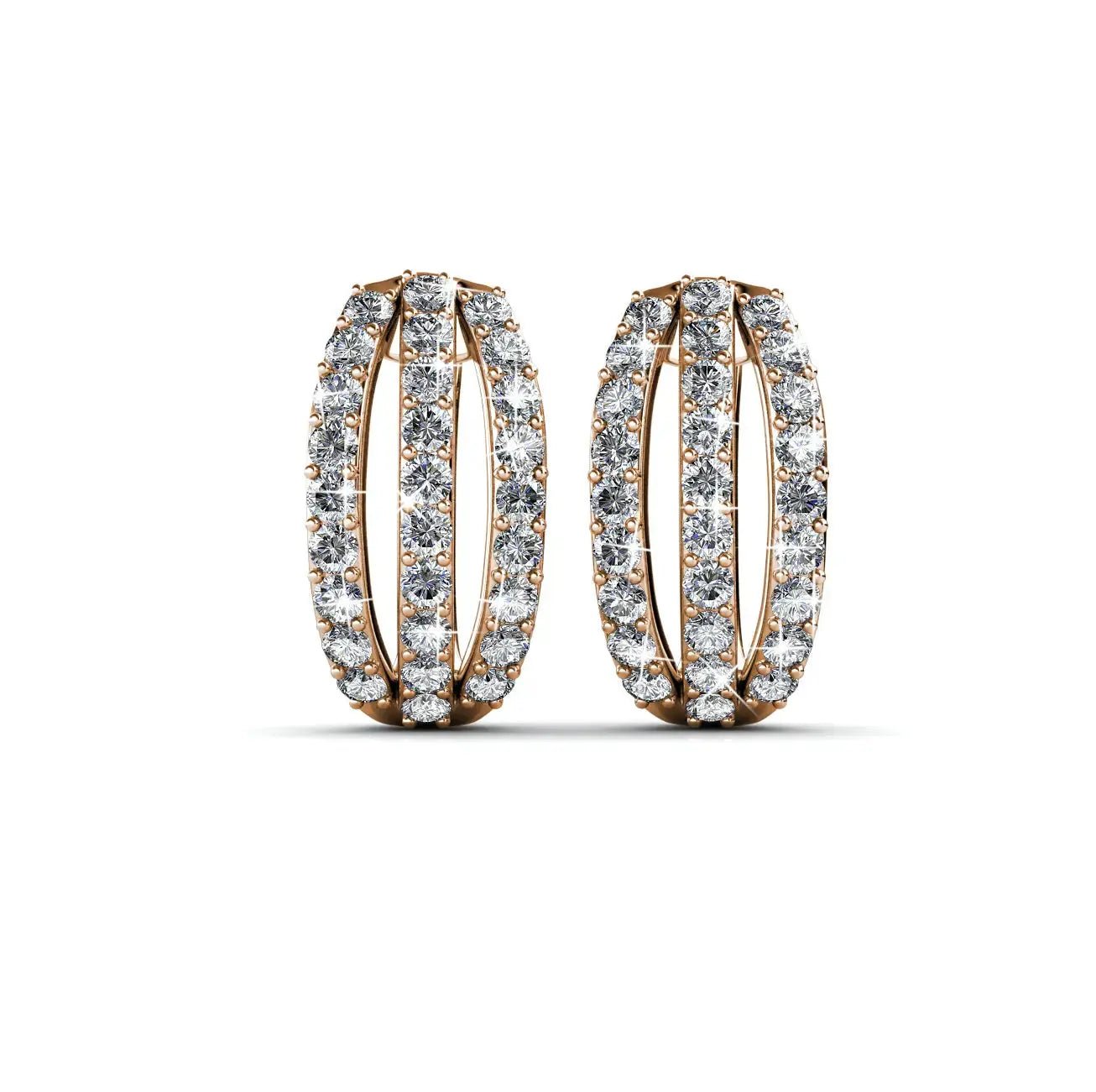 Обици за всеки ден с кристали и 18К покритие розово злато – by Crystal Pro Jewellery