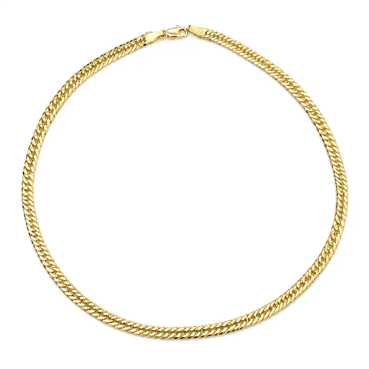 Плътен синджир плетка curb chain- тежък и масивен от позлатено сребро