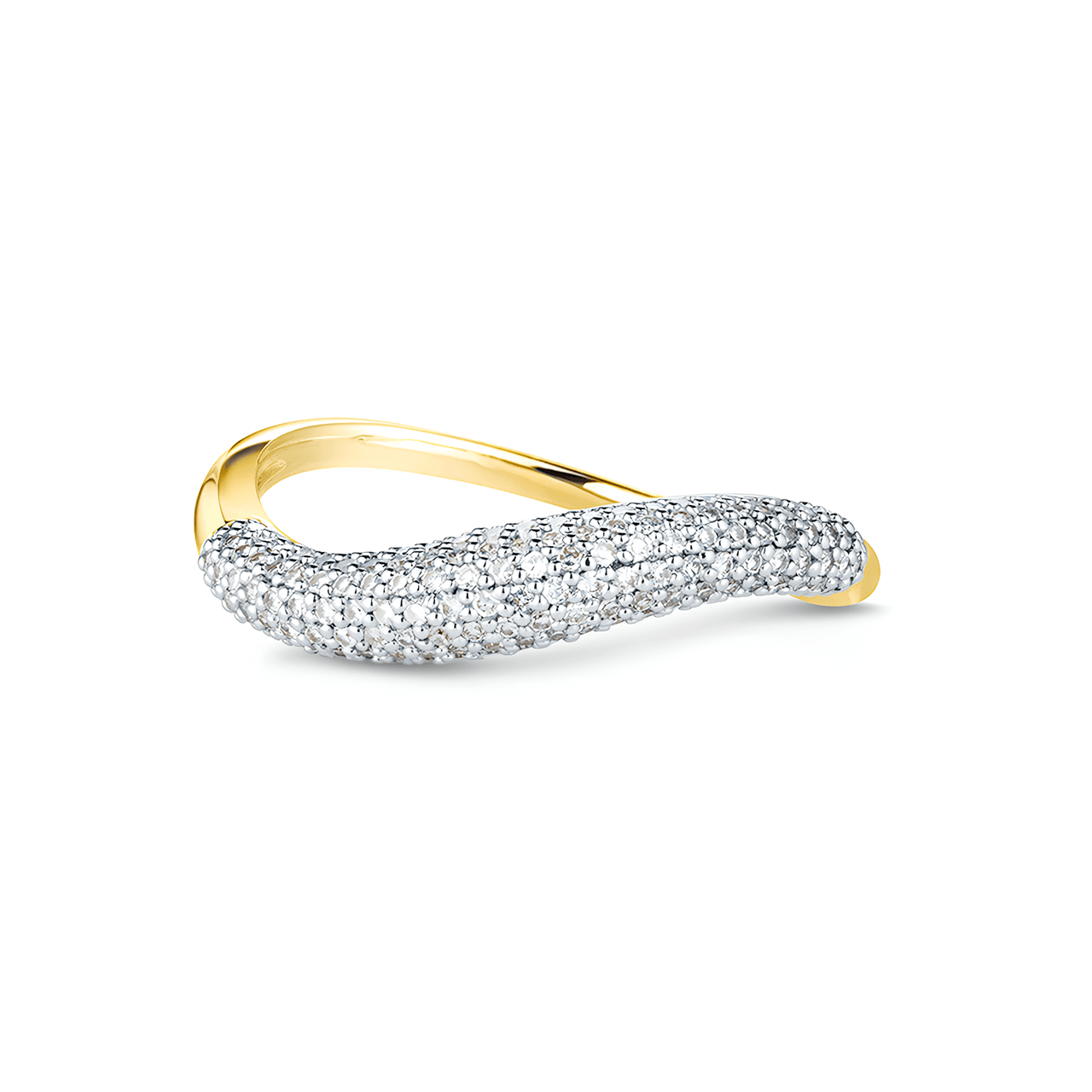 Позлатен Сребърен пръстен Wave of Brilliance с цирконии – by Crystal Pro Jewellery