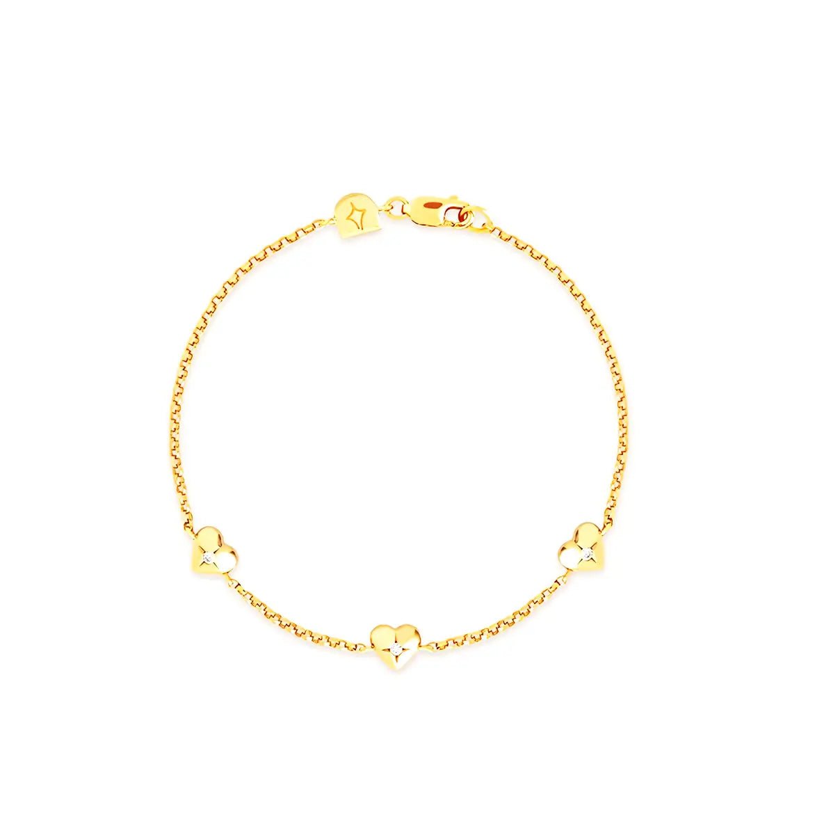 Позлатена сребърна гривна с малки сърца – by Crystal Pro Jewellery