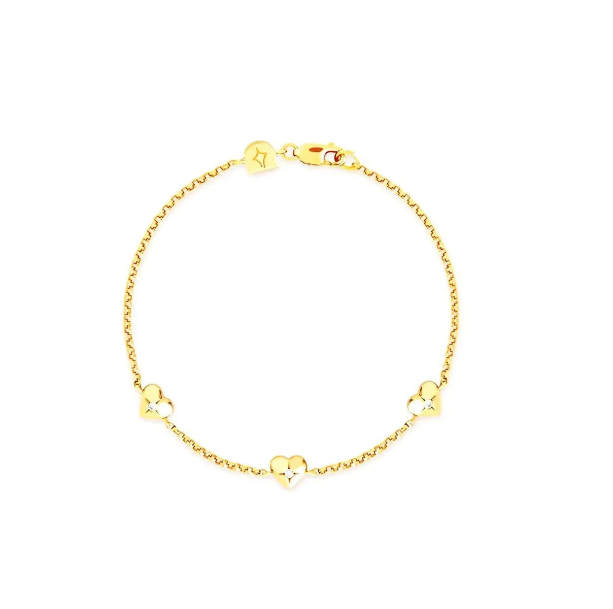 Позлатена сребърна гривна с малки сърца – by Crystal Pro Jewellery